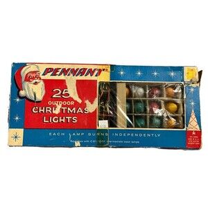 PENNANT C9Christmas Lights 25Outdoor Bulbs  Mid-Century Santa Box 1950’s 120v